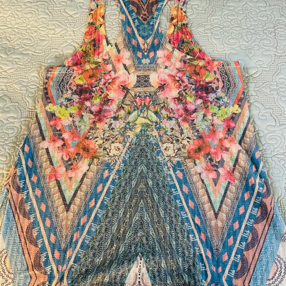 Muted colorful florals tank top, EUC